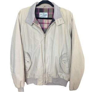Sears‎ Roebuck Men's Med Bomber Jacket Tan Full Zip Plaid Cotton-Poly Lined 80's